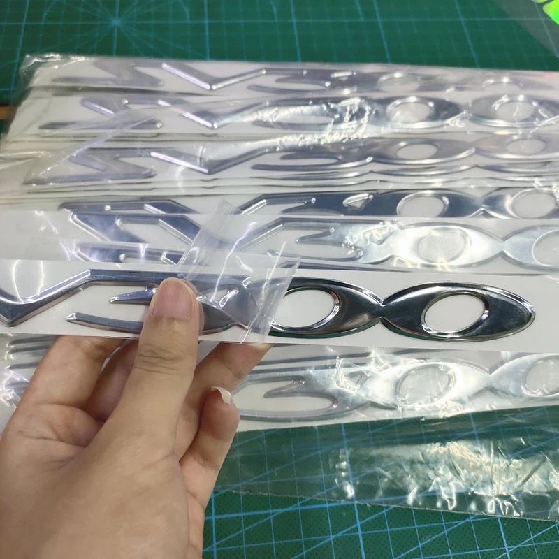 Chrome silver letter stickers